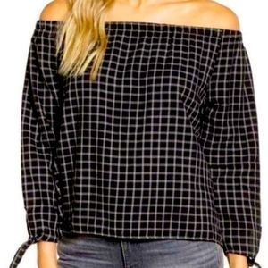 Madewell Plaid Off Shoulder Top